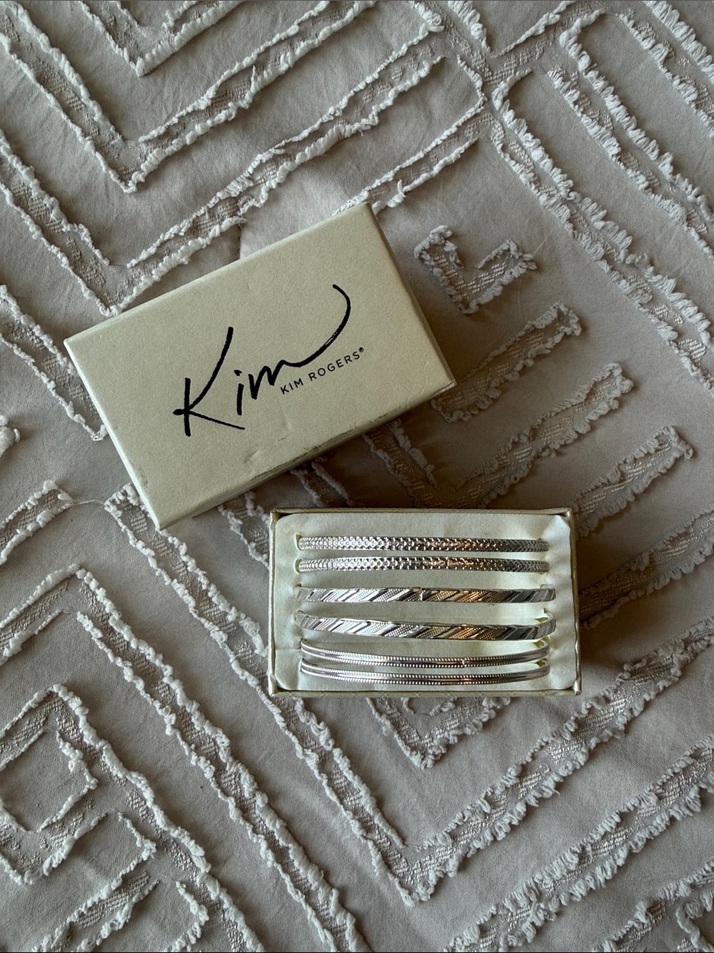 Kim Rogers Silver-Tone Textured Multi-Bangle Set